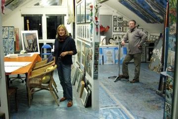 Die Künstler Marianne Kaerner und Walter Ludwig Ebert in ihrem Atelier