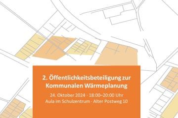 Symbolbild mit Text: 2. Öffentlichkeitsbeteiligung zur kommunalen Wärmeplanung
