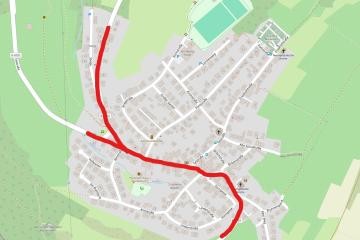 Karte mit eingezeichneter Baustelle